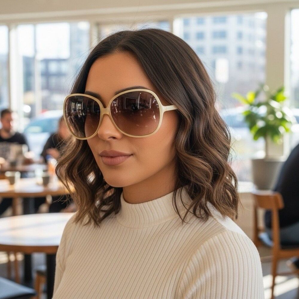 Oliver Peoples Chelsea Sunglasses Ivory Oversized 50 15-125 Made In Japan VTG